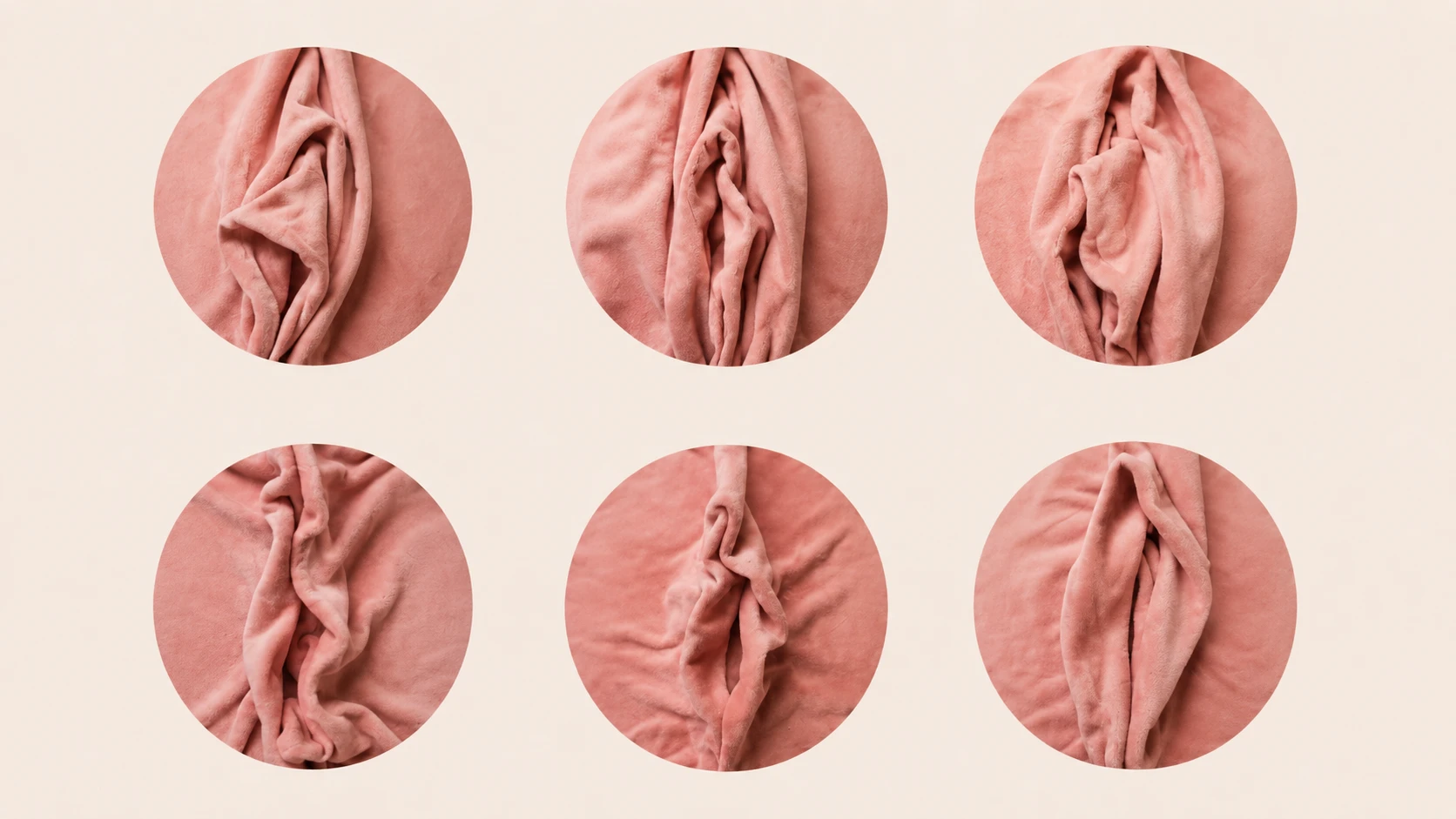 Composição abstrata com tecido drapeado em tons rosé e nude, sobre cuidado com a saúde íntima